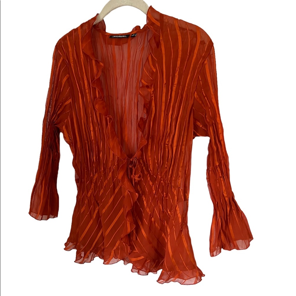 Tie-Front Orange Top / Blouse L